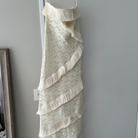 NWT PatBO White Crochet Strapless Fringe Trim Maxi Size 2 - Picture 5 of 8